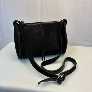 Raven + Lily Black Suede Barrel Bag Crossbody